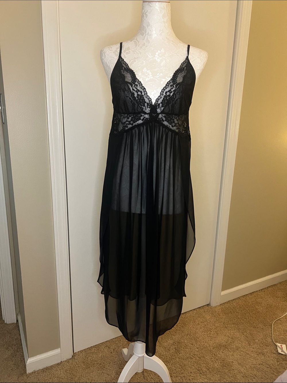 In Bloom Black Lace Sheer Babydoll